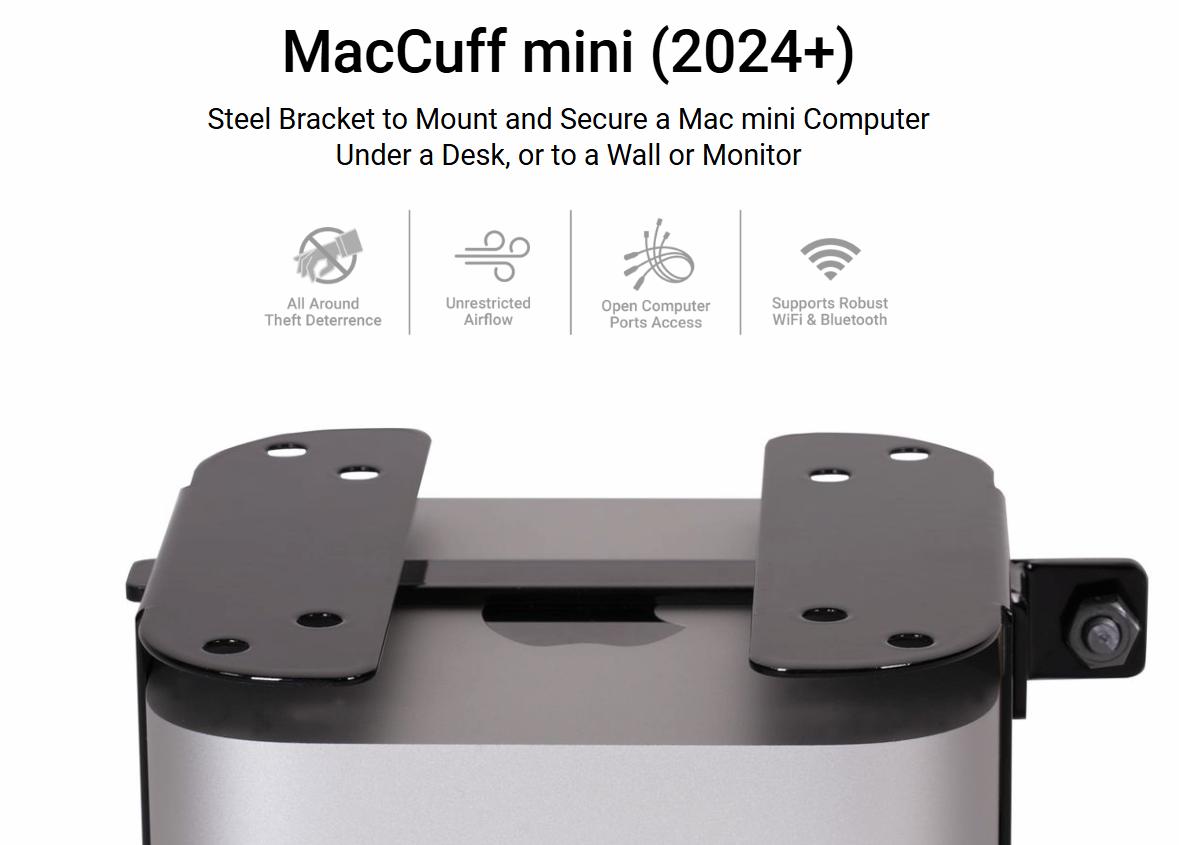 MacCuff mini (2024+) - Secure Mounting Bracket for 2024 Mac mini Computers MacCuff mini (2024+) - Secure Mounting Bracket for 2024 Mac mini Computers